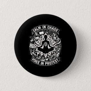 Badge Rond 5 Cm Fleur de lotus de protestation Yoga Namaste Zen Am
