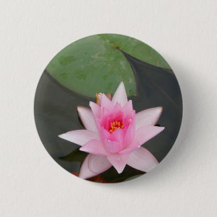 Badge Rond 5 Cm Fleur de Lotus rose