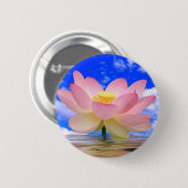 Badge Rond 5 Cm Fleur de Lotus soutenue dans l'eau (Devant & derrière)