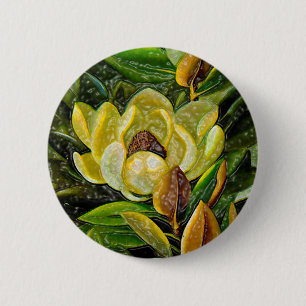 Badge Rond 5 Cm Fleur de Magnolia