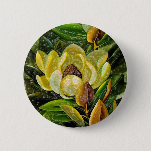 Badge Rond 5 Cm Fleur de Magnolia (Devant)