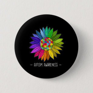 Badge Rond 5 Cm Fleur de marguerite de sensibilisation à l'autisme