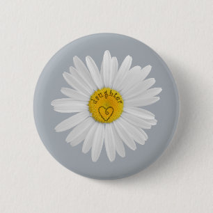 Badge Rond 5 Cm Fleur de marguerite pour fille Personnaliser d'art