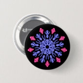 Badge Rond 5 Cm Fleur de néon bleu et rouge (Devant & derrière)