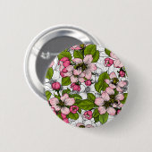 Badge Rond 5 Cm Fleur de pomme sur blanc (Devant & derrière)