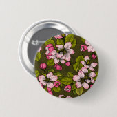 Badge Rond 5 Cm Fleur de pomme sur vert foncé (Devant & derrière)
