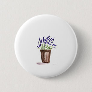 Badge Rond 5 Cm Fleur de pot de lavande
