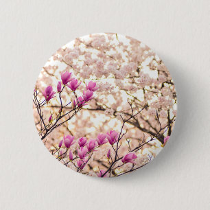 Badge Rond 5 Cm Fleur de printemps rose pourpre en floraison