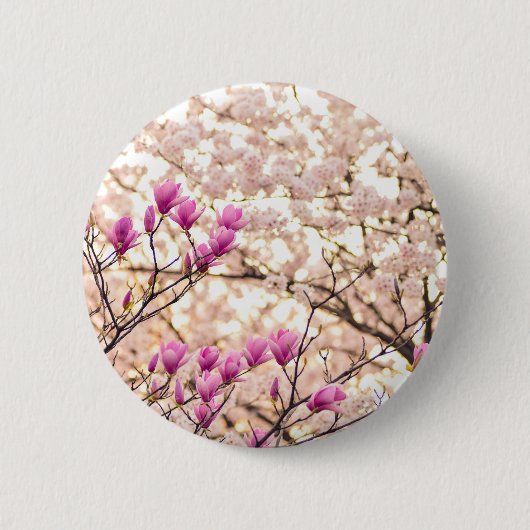 Badge Rond 5 Cm Fleur de printemps rose pourpre en floraison (Devant)