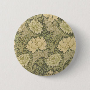 Badge Rond 5 Cm Fleur de Sauge Chrysanthème de William Morris