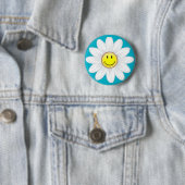 Badge Rond 5 Cm Fleur de sourire de marguerite (En situation)
