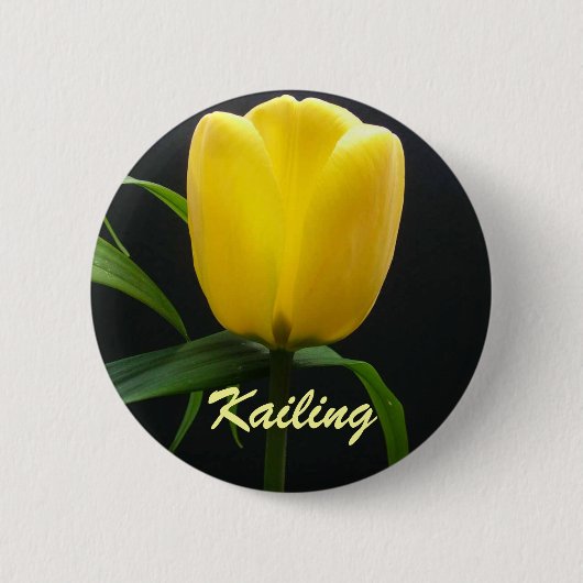 Badge Rond 5 Cm Fleur de tulipe jaune unique (Devant)
