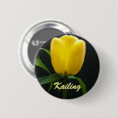 Badge Rond 5 Cm Fleur de tulipe jaune unique (Devant & derrière)