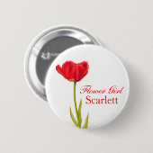 Badge Rond 5 Cm Fleur de tulipe rouge simple mariage / bouton (Devant & derrière)