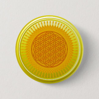 Badge Rond 5 Cm Fleur de vie / Blume des Lebens - Jaune SUNNY
