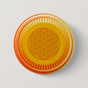 Badge Rond 5 Cm Fleur de vie / Blume des Lebens - SUNNY orange