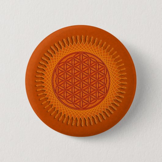 Badge Rond 5 Cm Fleur de vie / design soleil (Devant)