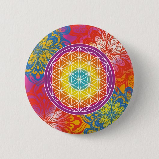 Badge Rond 5 Cm Fleur de vie mandala zen (Devant)