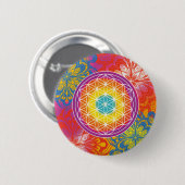 Badge Rond 5 Cm Fleur de vie mandala zen (Devant & derrière)