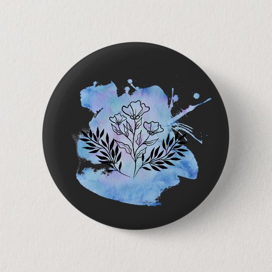 Badge Rond 5 Cm fleur d'eau (Devant)