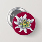 Badge Rond 5 Cm Fleur d'edelweiss (Devant & derrière)