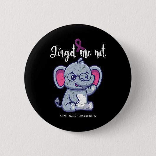 Badge Rond 5 Cm Fleur d'éléphant Oubliez-Moi Pas Alzheimer Awar (Devant)