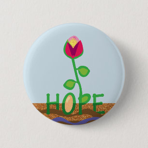 Badge Rond 5 Cm Fleur d'espoir qui pousse à partir de graines