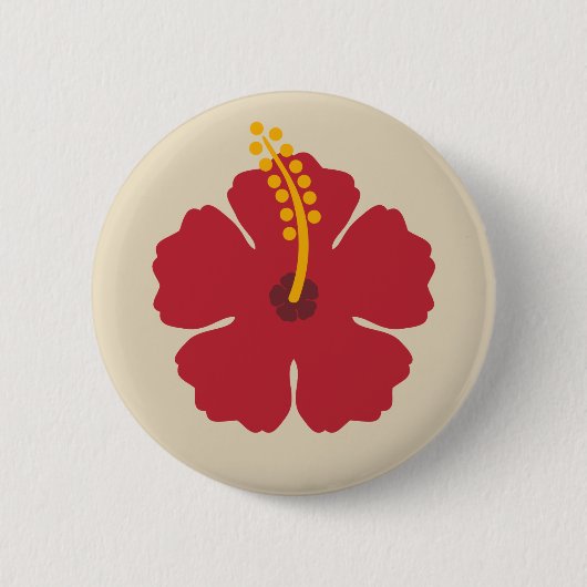 Badge Rond 5 Cm Fleur d'Hibiscus rouge (Devant)