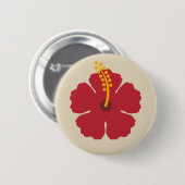 Badge Rond 5 Cm Fleur d'Hibiscus rouge (Devant & derrière)