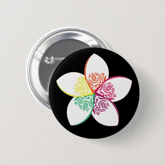 Badge Rond 5 Cm fleur d'île (Devant & derrière)