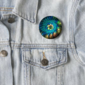 Badge Rond 5 Cm Fleur d'Imaginaire lumineux, Fractale Abstraite co (En situation)