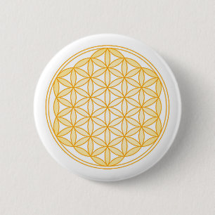BADGE ROND 5 CM FLEUR D'OR DE LA VIE