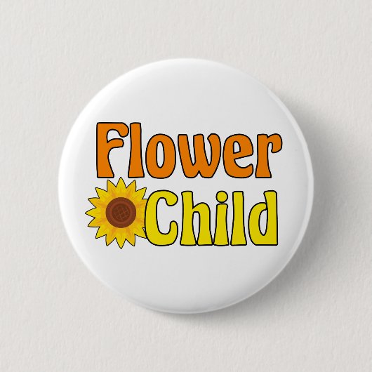 Badge Rond 5 Cm Fleur Enfant mignonne Hippie tournesol les années  (Devant)