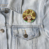 Badge Rond 5 Cm Fleur et croissance (En situation)