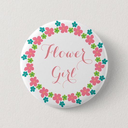 Badge Rond 5 Cm Fleur Fille Fleurs Jolie Calligraphie Mariage (Devant)