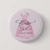 Badge Rond 5 Cm Fleur fille jolie Mariage mignonne Personnalisée (Devant)
