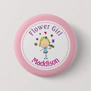 Badge Rond 5 Cm Fleur fille personnalisée