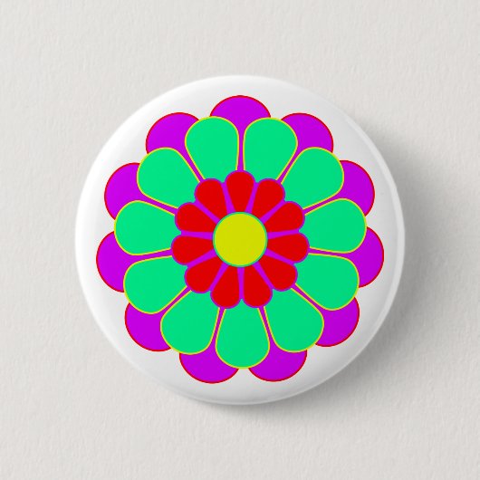 Badge Rond 5 Cm Fleur Funky Power Bloom I (Devant)