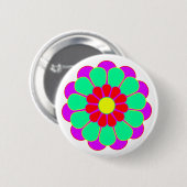 Badge Rond 5 Cm Fleur Funky Power Bloom I (Devant & derrière)