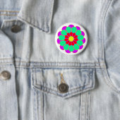 Badge Rond 5 Cm Fleur Funky Power Bloom I (En situation)