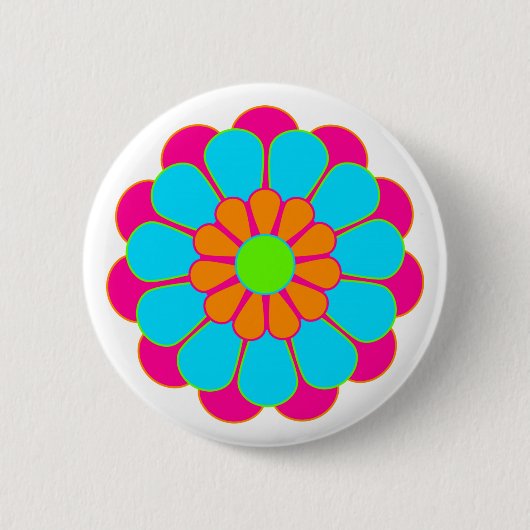 Badge Rond 5 Cm Fleur Funky Power Bloom III (Devant)