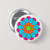Badge Rond 5 Cm Fleur Funky Power Bloom III (Devant & derrière)