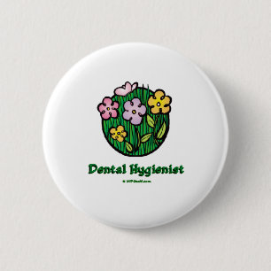 Badge Rond 5 Cm Fleur hygiéniste dentaire 1