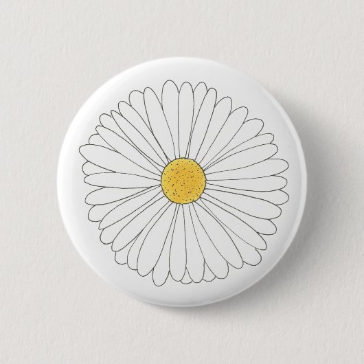 Badge Rond 5 Cm Fleur Jardin Floral Jaune Blanc (Devant)