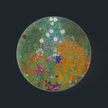 Badge Rond 5 Cm fleur jardin klimt gustav cottage<br><div class="desc">Une oeuvre d'art classique de Gustav Klimt,  Cottage Garden,  Bauergarten,  1907,  est un gros plan d'un jardin fleuri,  une peinture florale colorée.</div>