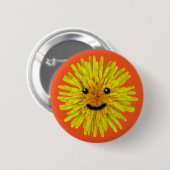Badge Rond 5 Cm Fleur jaune heureuse de pissenlit d'été sur toute (Devant & derrière)