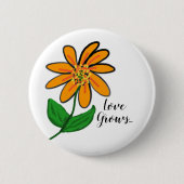 Badge Rond 5 Cm Fleur jaune orange (Devant)