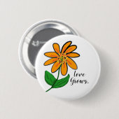 Badge Rond 5 Cm Fleur jaune orange (Devant & derrière)
