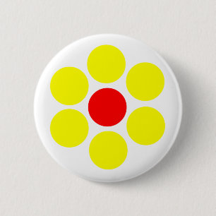 Badge Rond 5 Cm Fleur jaune rouge Simple Minimal