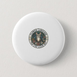 Badge Rond 5 Cm Fleur Langage Chat Chat Graphique Tee Art - Fleur